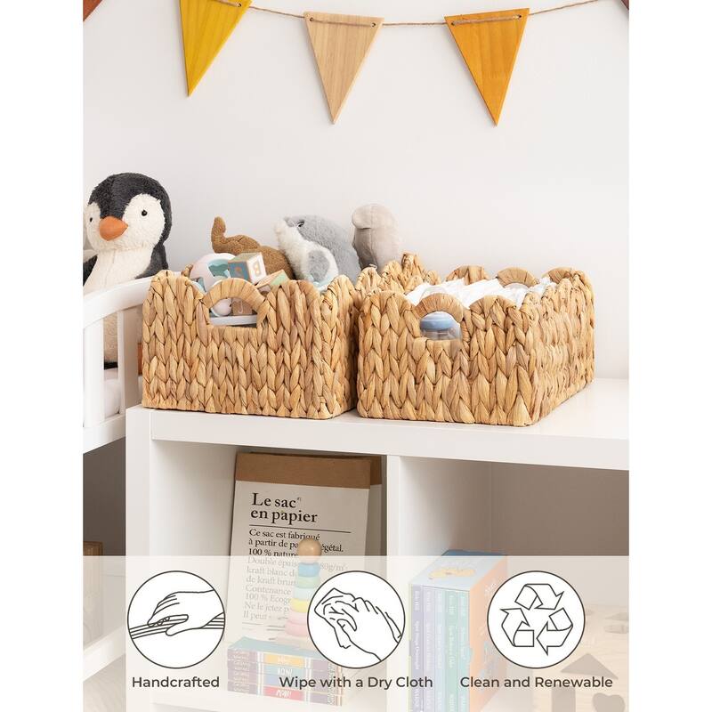 StorageWorks 2-pack Scalloped Edge Wicker Storage Baskets with Built-in Handles