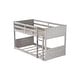 preview thumbnail 21 of 21, Low Twin Over Twin Size Bed Floor Bunk Bed with Panelled Headboard Footboard, Ladder and Guardrails, Solid Rubber Wood Frame