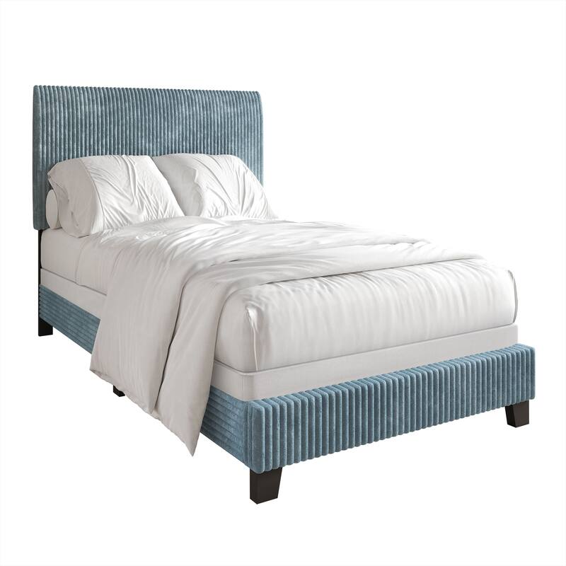 CraftPorch Corduroy Elegant and Chic Velvet Upholstered Bed