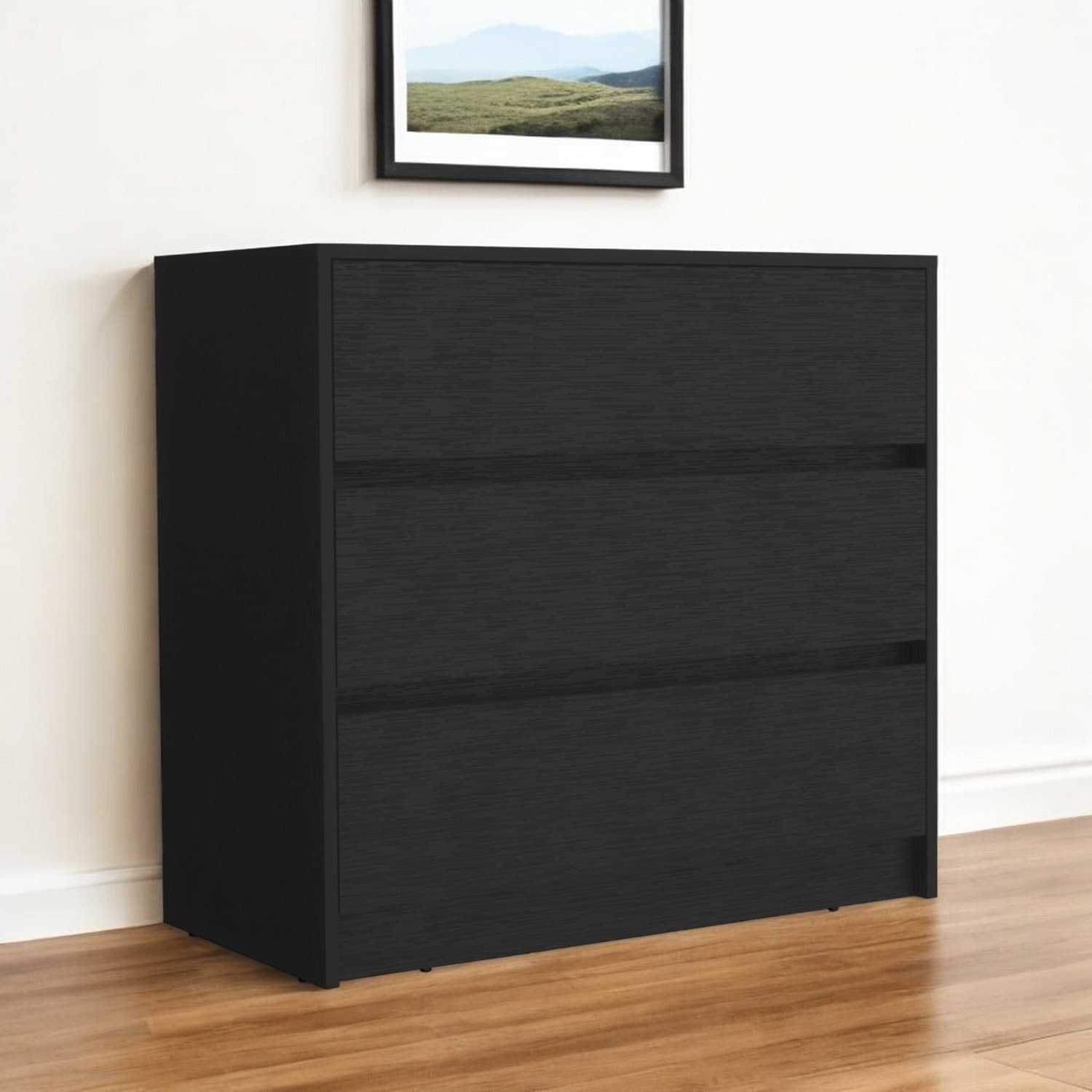 HomeRoots 34" Black Three Drawer Dresser
