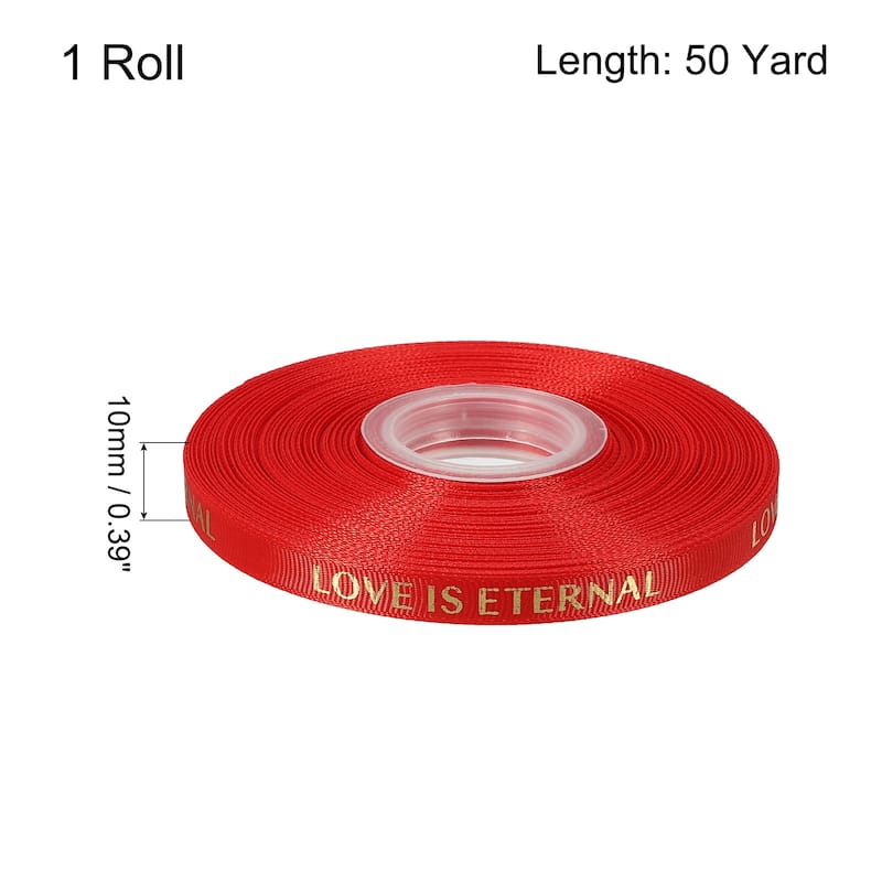 1" 50 Yard Valentine Printed Ribbon Wedding Favor Grosgrain Ribbons - Red - 3/8"