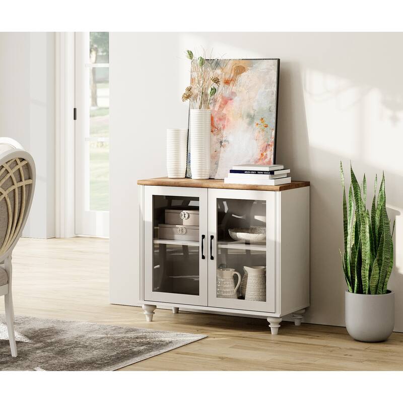 Kitchen Sideboard Buffet Cabinet, Glass Display Cabinet with Storage