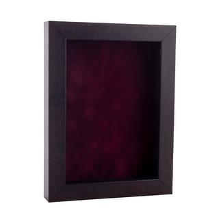 Rich Dark Brown Wood Shadow Box Frame with Acrylic Front - Dark Red Suede Backing, 30 Sizes