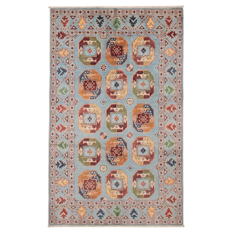 ECARPETGALLERY Hand-knotted Uzbek Ghazni Blue Wool Rug - 3'10 x 6'1 - Light Blue - 3'10 x 6'1