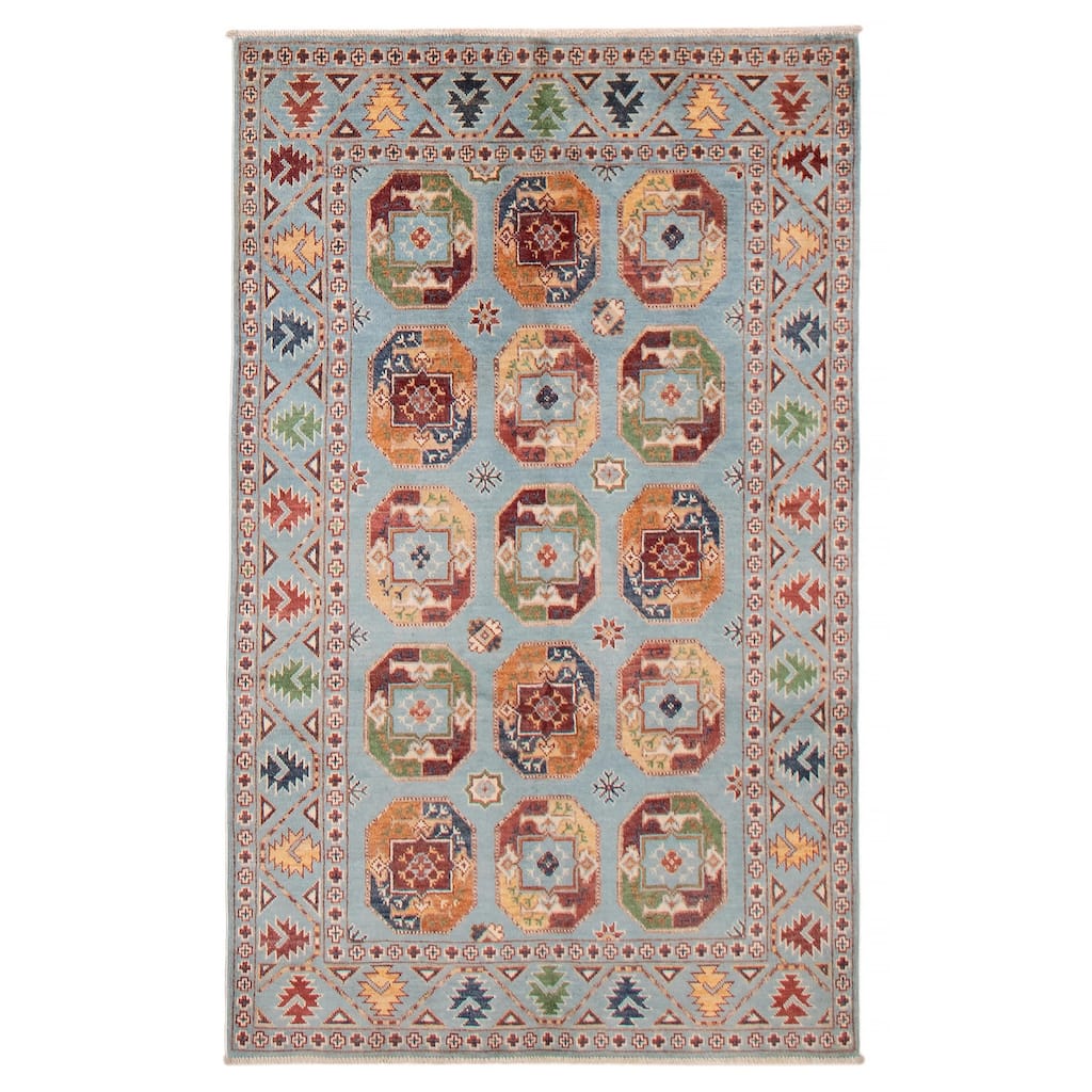 ECARPETGALLERY Hand-knotted Uzbek Ghazni Blue Wool Rug - 3'10 x 6'1