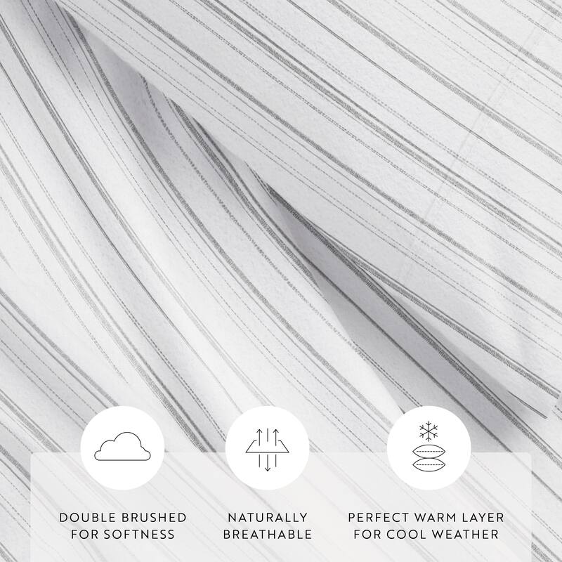 Becky Cameron Weathered Stripe 4 Piece 100% Cotton Brushed Flannel Deep Pocket Bed Sheet Set