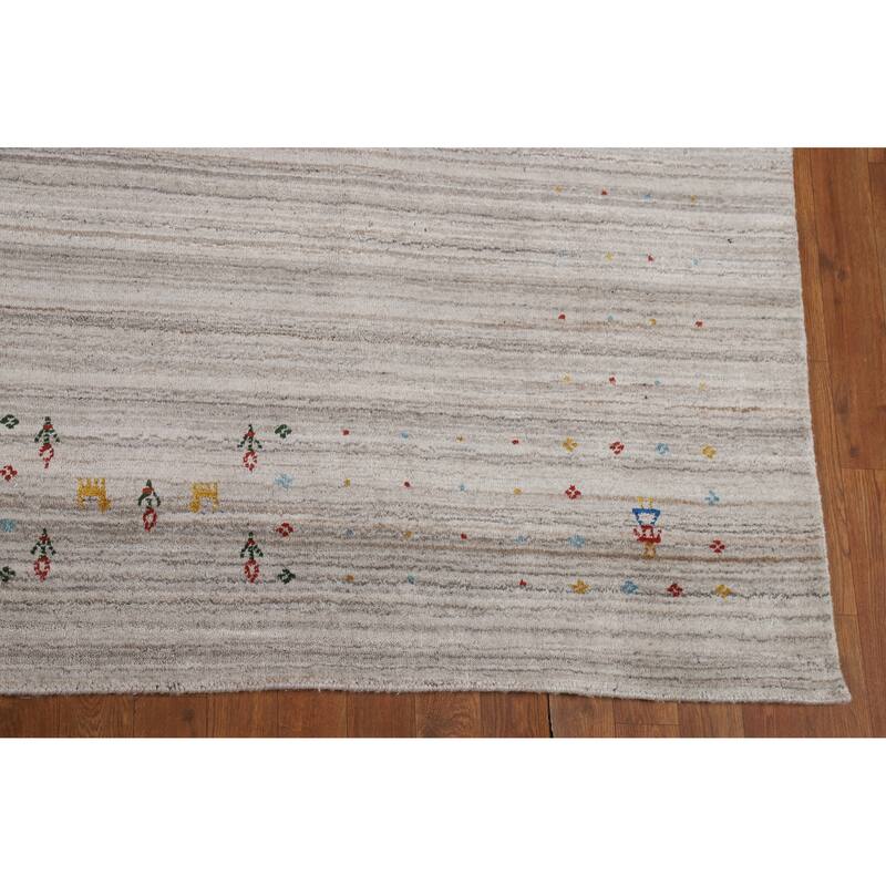Little Animals Gabbeh Oriental Area Rug Hand-Knotted Wool Carpet - 8'0" x 9'8"
