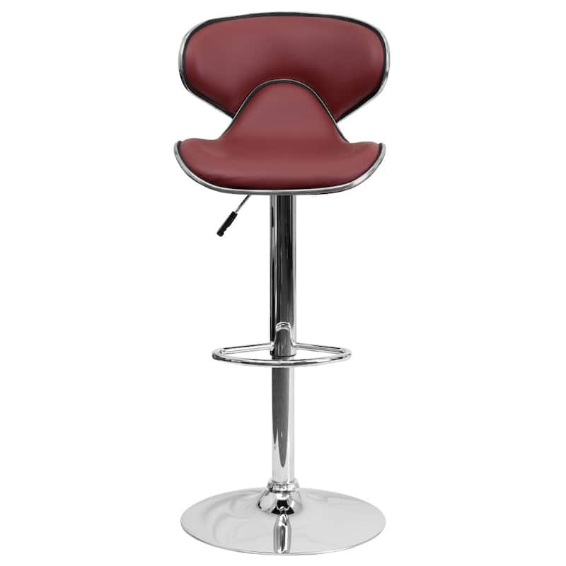 Contemporary Cozy Mid-back Vinyl Height-adjustable Chrome Barstool - 16"W x 17.5"D x 34.5" - 43"H
