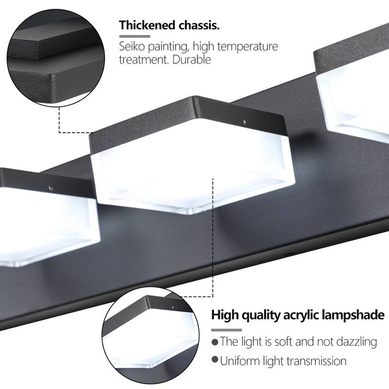 Modern 6-Light Black LED Vanity Mirror Light Fixture For Bathrooms And Makeup Tables