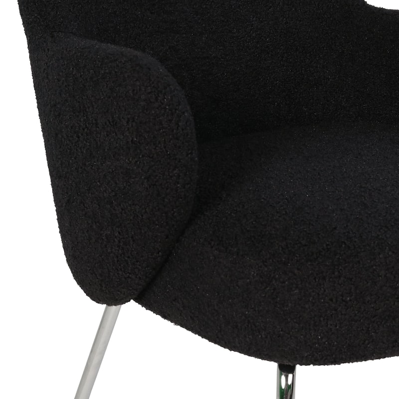 Furnish Theory Nordic Comfort Dining Armchair Arm Chair w/ Various Boucle Fabric Upholstery Covers & Steel Leg Finishes