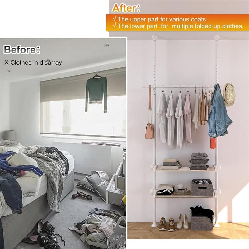 Adjustable Free Standing Closet Organizers - 9.8"D x 28"W x 125"H