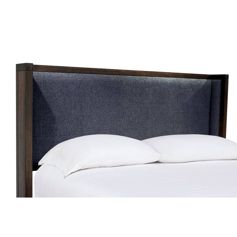 Boracay Upholstered Wingback Storage Bed in Wild Oats Brown