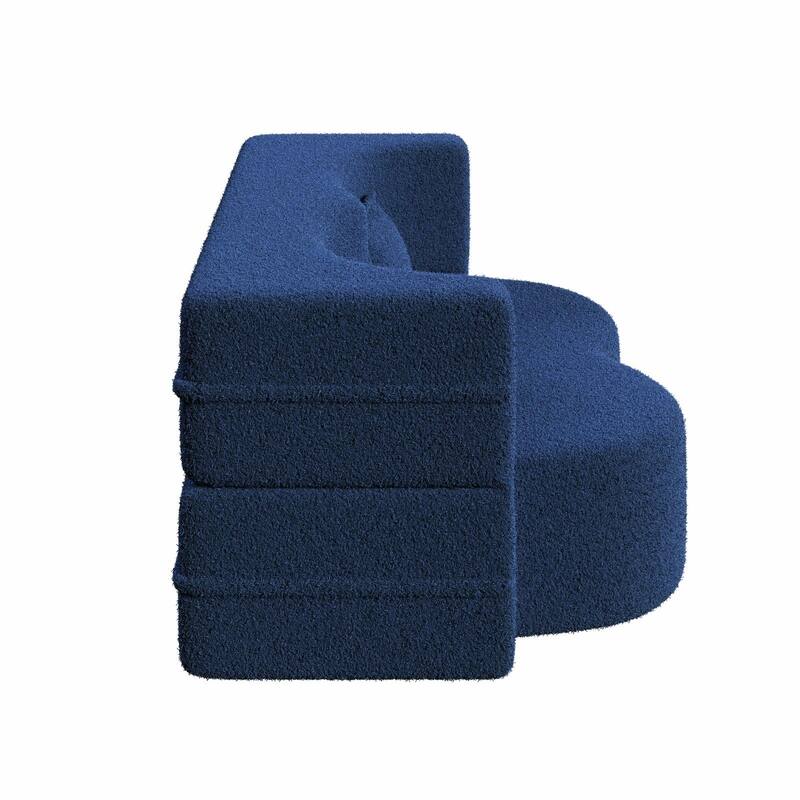Modern Convertible Floor Sofa,15" Size,Teddy,2 Pillows,No Assembly