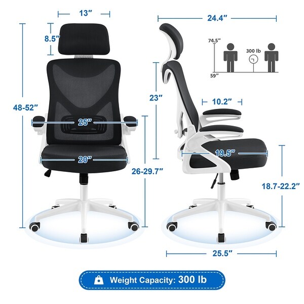 Yaheetech High Back Mesh Office Chair with Flip up Armrest Ergonomic Desk Chair N A On Sale Bed Bath Beyond 39408761
