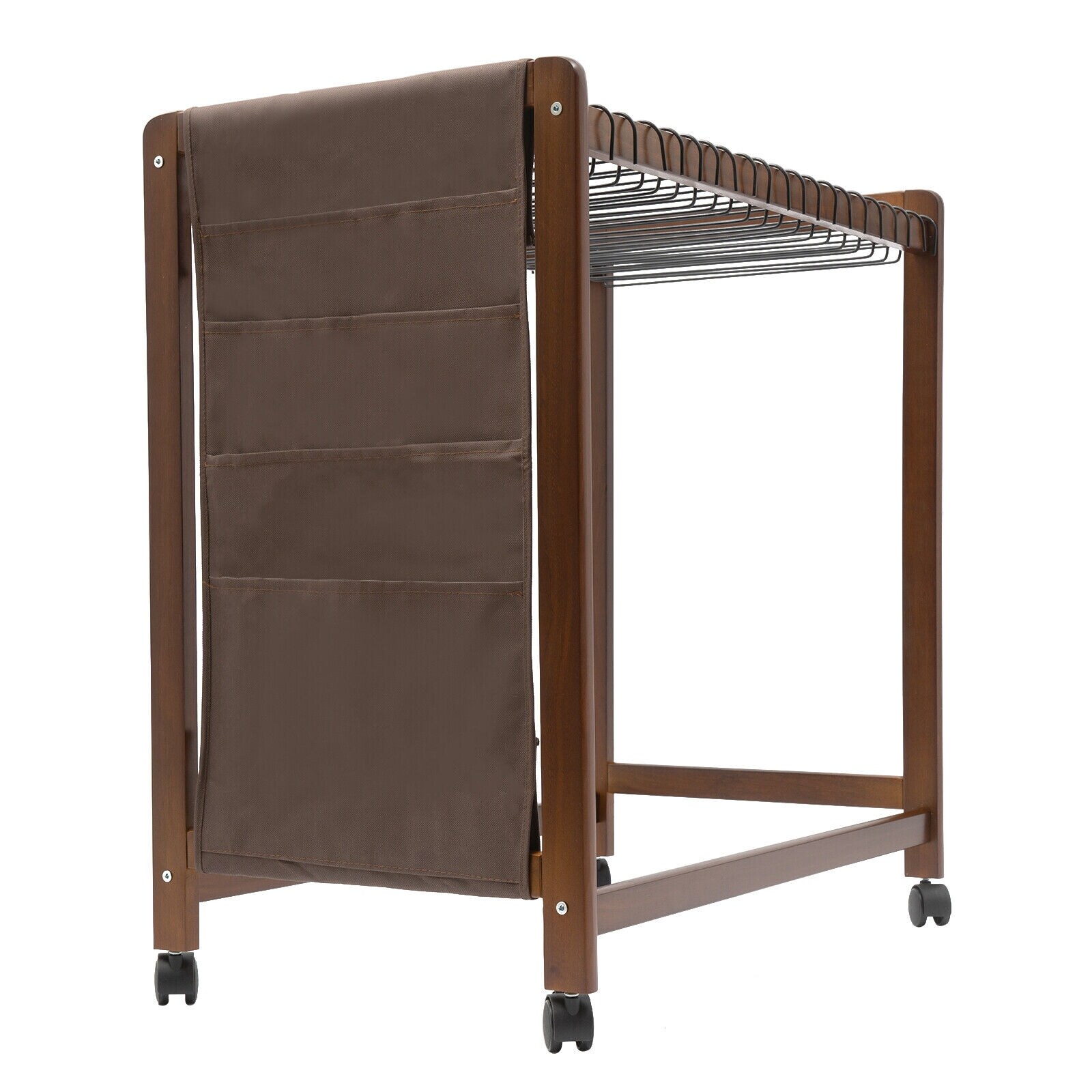 Japard Pants Rack Trolley - Expandable Rolling Hanger For 20 Pants, Jeans, Scarves With Casters, Black