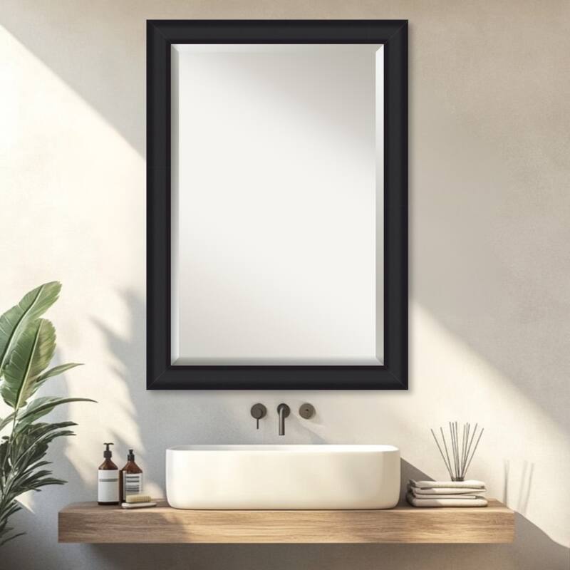 Oliver Beveled Wood Framed Bathroom Vanity Wall Mirror