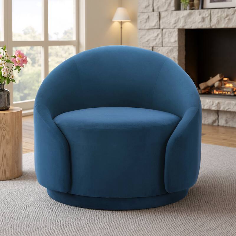Modern Upholstered Swivel Barrel Chair Accent Lounge Chair