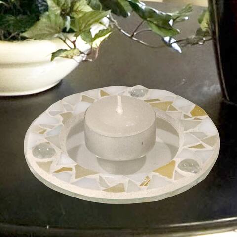 Springdale 4 W Round Pastel 4-Pack Mosaic Art Glass Candle Votive Set