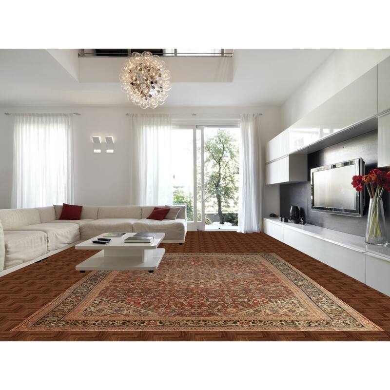Hand Knotted Oriental 100% Wool Carpet Traditional Medallion Oranges & Rust Mahal Area Rug - 14' 5'' X 10' 11''