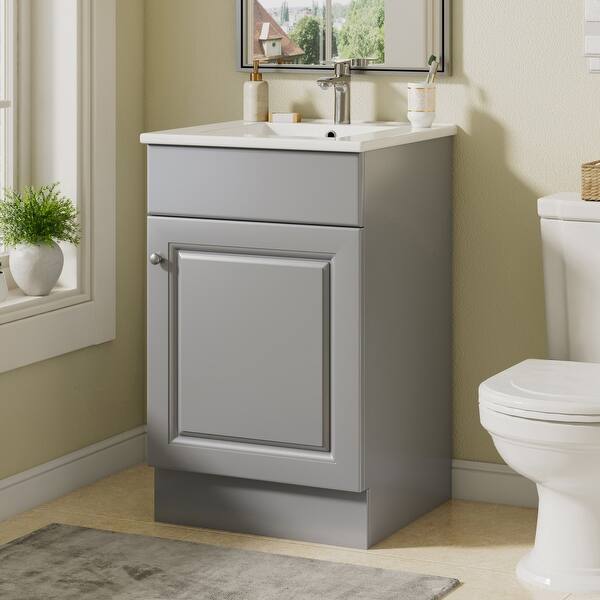 slide 2 of 19, Christopher Knight Home - Ethan 20" Bathroom Wooden Vanity with Sink and Storage Cabinet Gray