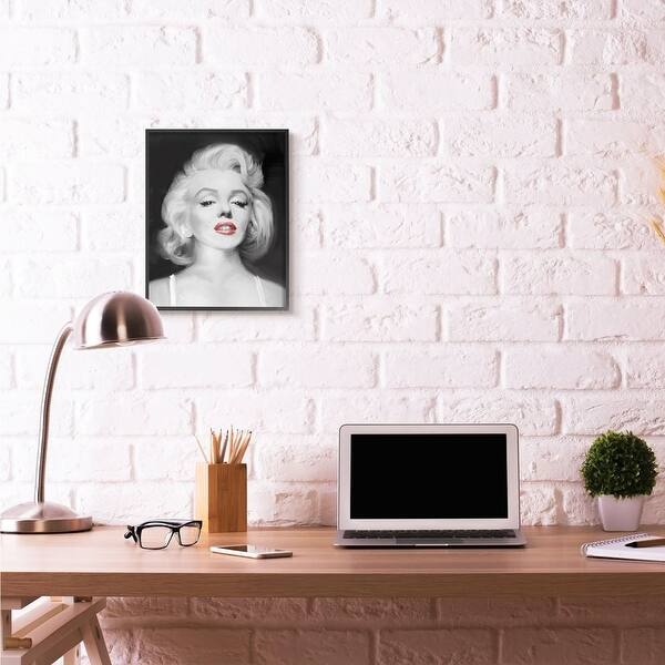 Shop Stupell Industries Marilyn Portrait Red Vintage Hollywood Movie Star Classic Black Framed Wall Art Proudly Made In Usa On Sale Overstock 29130374