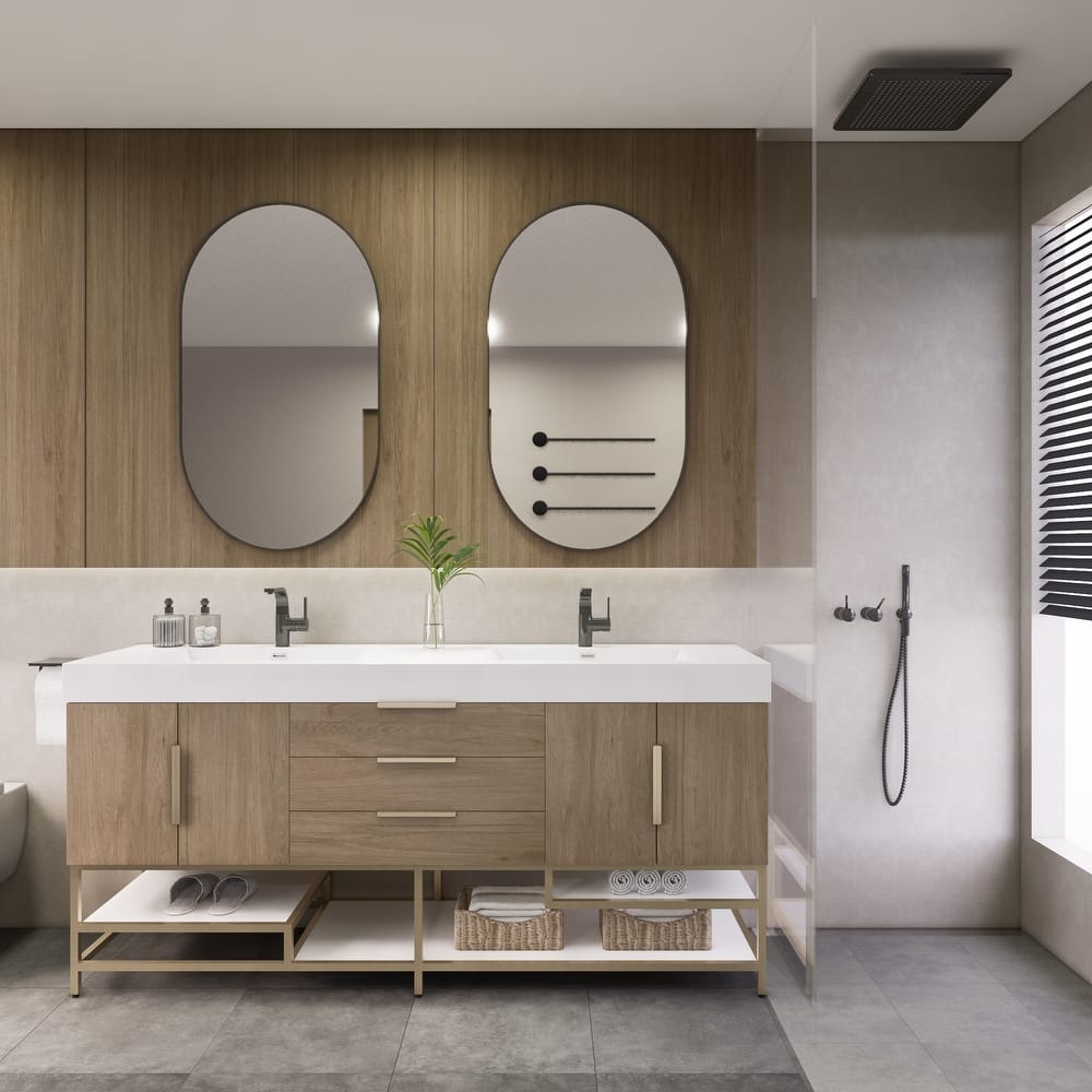 Noble 72" Free Standing Vanity with Reinforced Acrylic Double Sink - 72" Width