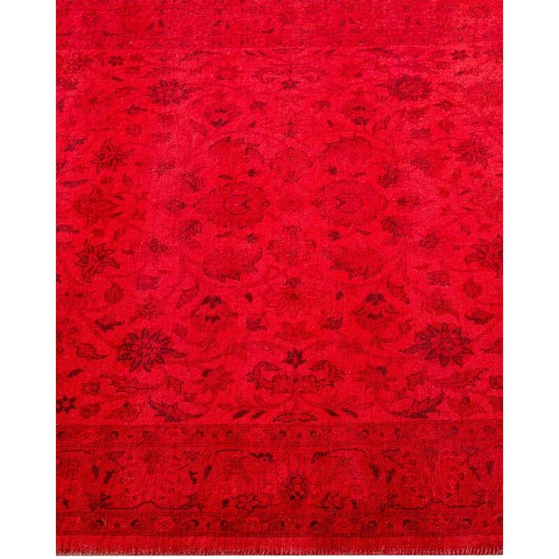 Fine Vibrance, One-of-a-Kind Hand-Knotted Runner Rug - Red, 3' 1" x 5' 2" - 3' 1" x 5' 2"