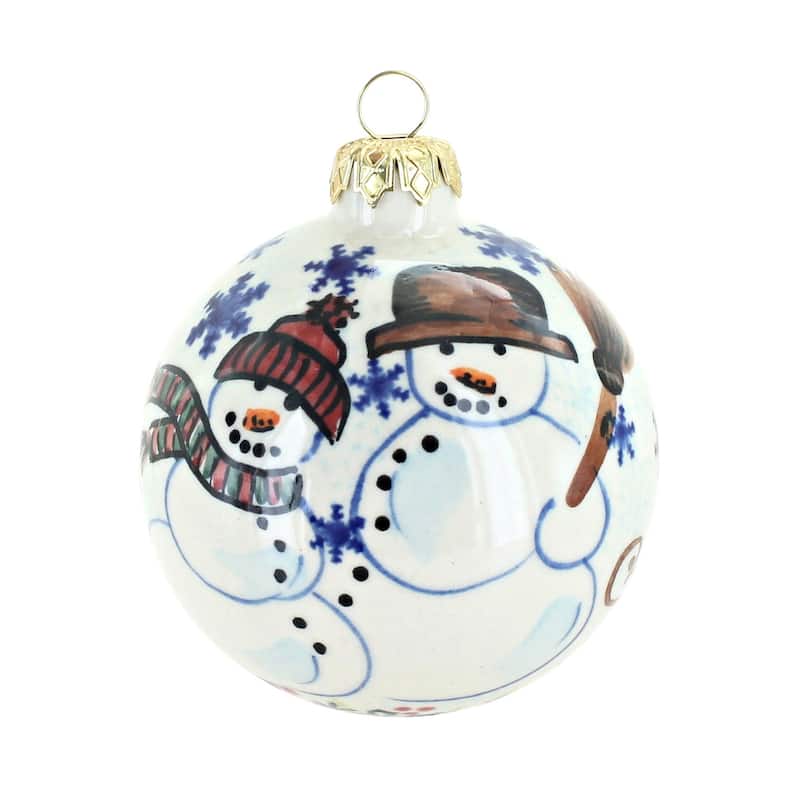 Blue Rose Polish Pottery Vena Large Christmas Ball