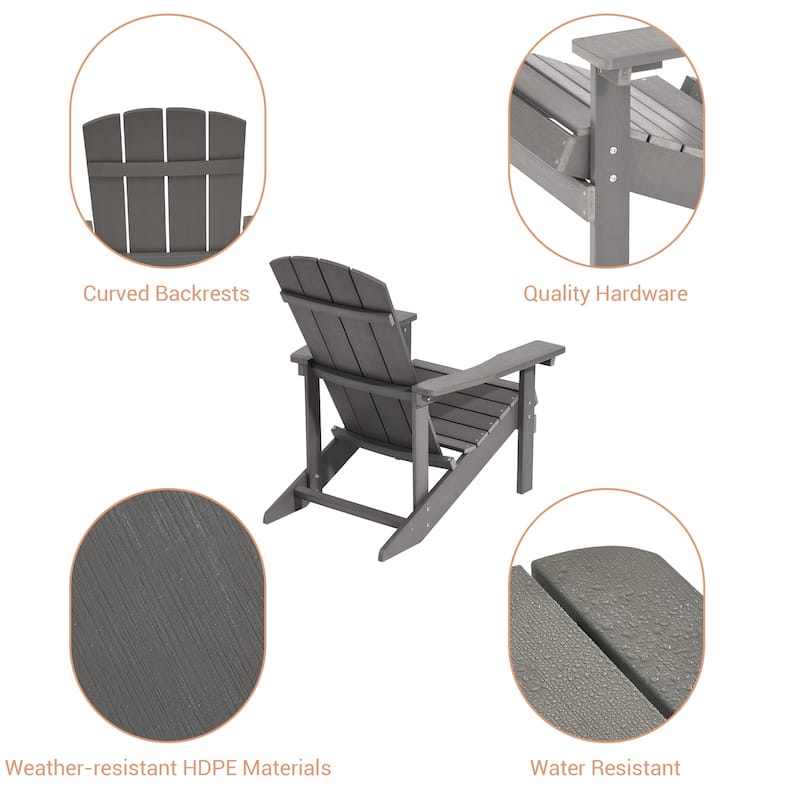 LIVOOSUN Outdoor Recycled Plastic Modern Outdoor Adirondack Chair Set of 1/2/4