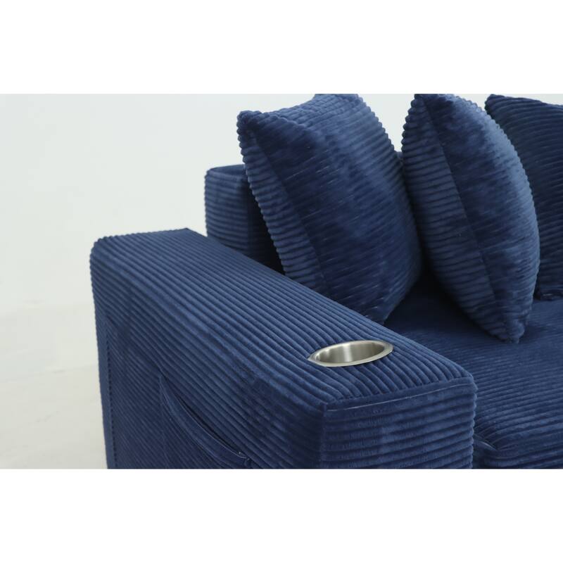 Convertible Sofa Bed, 76" Boneless Loveseat Couch 2 in 1 Foldable Floor Sofa Couch with 2 Cup Holders, Folding Sleeper Chair