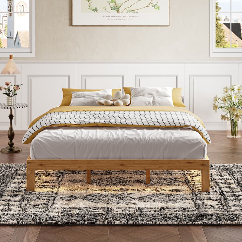 Wood Platm Bed Frame with Slat Support