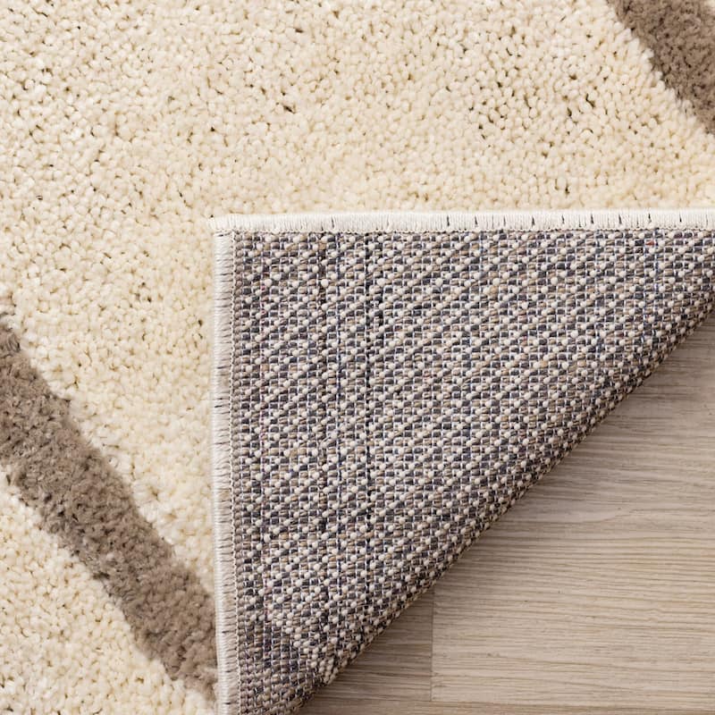 Porter Collection - Cream Taupe Curves Area Rug, 5'7" x 7'7"