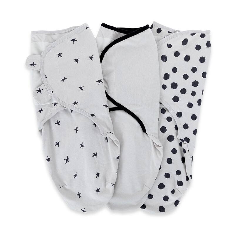 Ely's & Co. Baby Adjustable Swaddle Blanket - 3 Pack - 0-3 Months - Grey