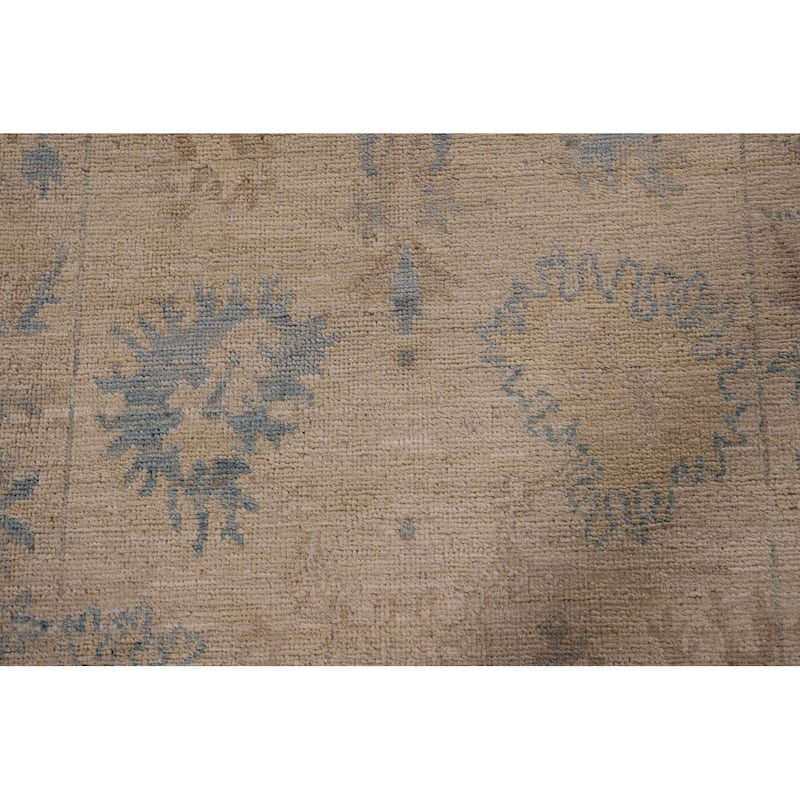Earth Tone Oushak Vegetable Dye Runner Rug Hand-Knotted Wool Carpet - 2'11" x 9'8"