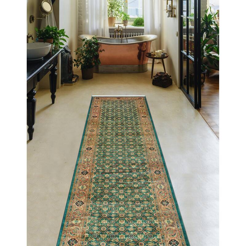 Pak-Persian Elfi Green/Rose Runner - 2'7" x 9'11"