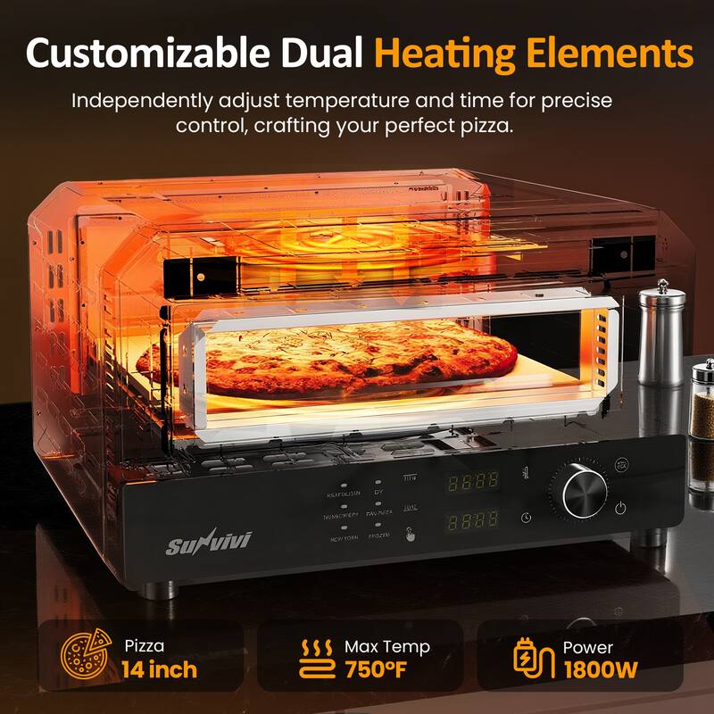 Electric Indoor Pizza Oven with 6 Presets