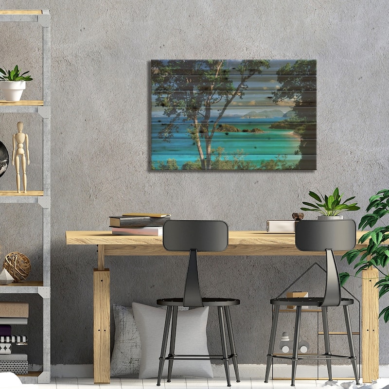 Caribbean Seen Through Trees, Virgin Islands National Park Print On Wood by Tim Fitzharris - Multi-Color