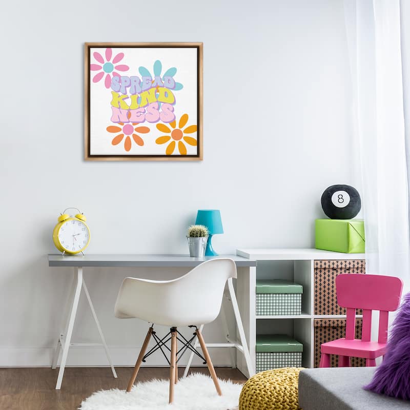 Stupell Groovy Spread Kindness Framed Floater Canvas Wall Art Design By Jesse Keith