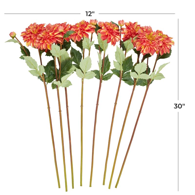 Faux Foliage Dahlia Tall Artificial Flower Stem - Set of 8 Red - Roche River Decor