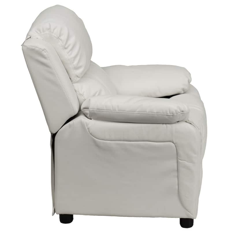 Deluxe Padded Contemporary Kids Recliner with Storage Arms