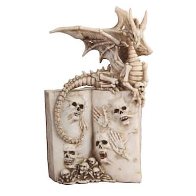 Q-Max 8.75"H Dragon on Skull Book in Ivy Statue Fantasy Decoration Figurine