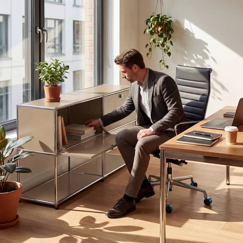 Modern Sideboard Office Storage Credenza Cabinet Metal Organizer