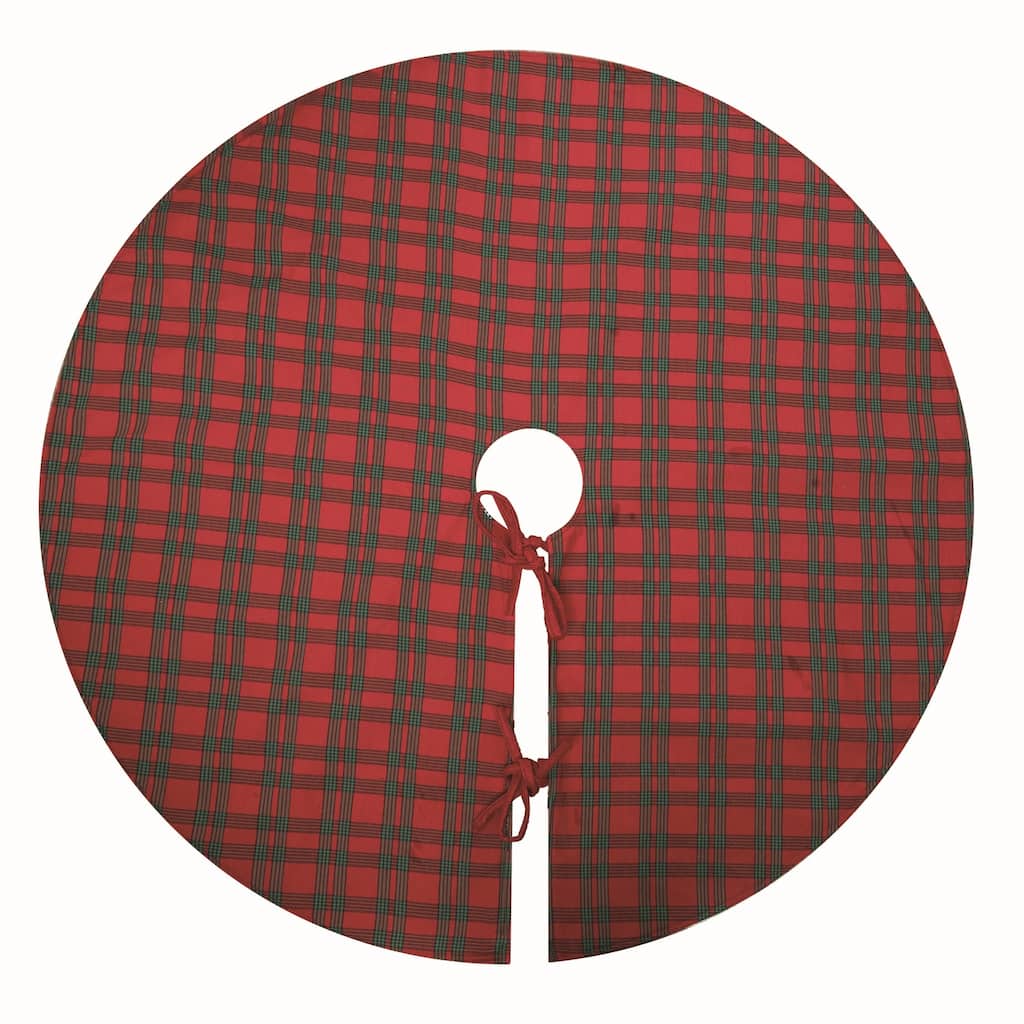 Transpac Polyester 48 in. Multicolor Christmas Traditional Plaid Tree Skirt - Mutlicolor