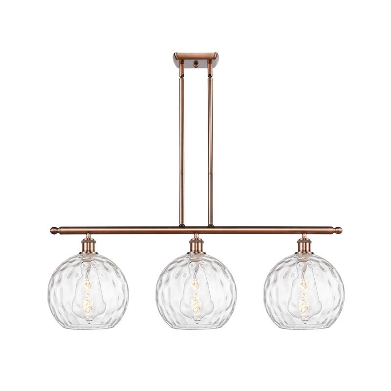 Innovations Lighting 516-3I-13-37 Athens Linear Athens 3 Light 37" - Antique Copper / Clear Water Glass