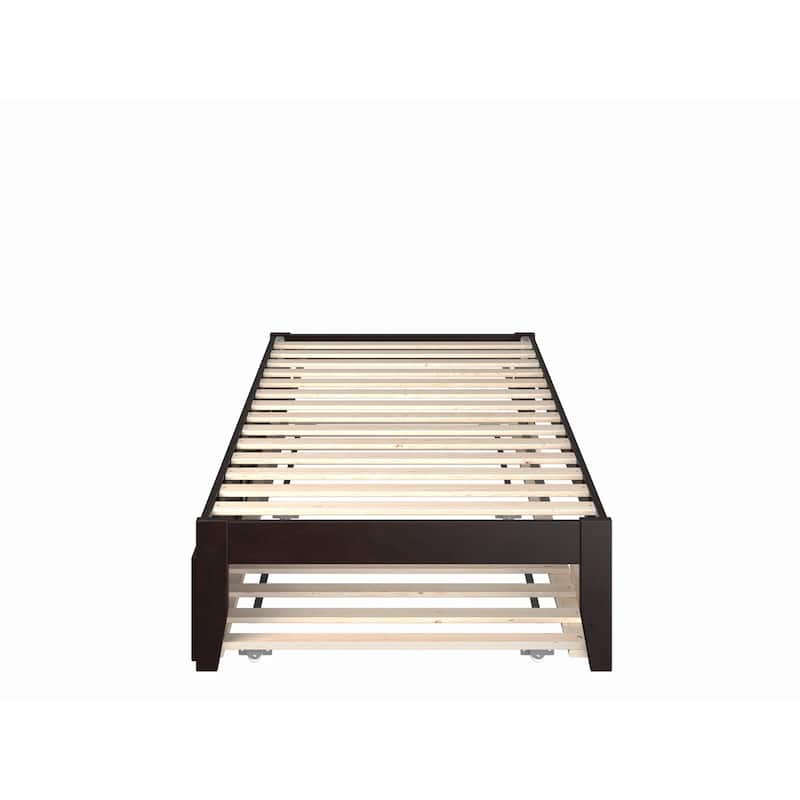 Twin XL Bed with Trundle - Espresso Finish, Extra Long Daybed, Strong Support, Easy Assembly