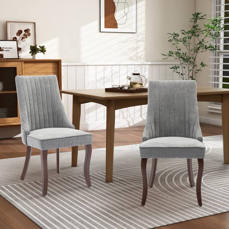 Upholstered Dining Side Chair Accent Chair （Set of 2) - Gray