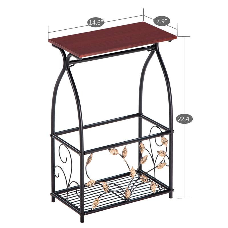 ofa Side Snack Table with Storage Basket at the Bottom,End Table