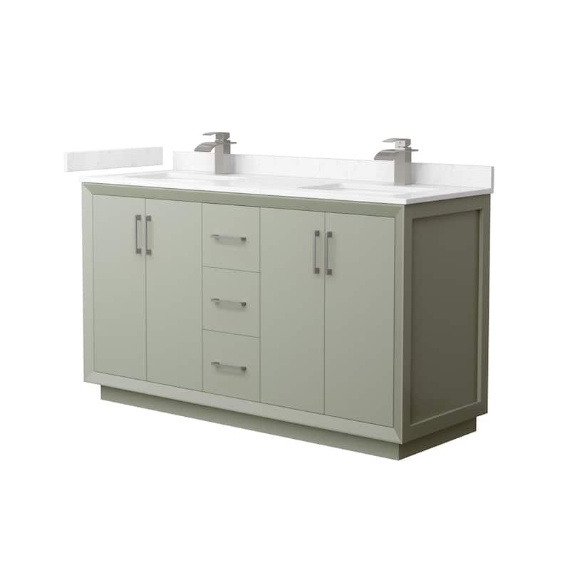 Wyndham Collection WCF414160D-VCA-UNSMXX Strada 60" Free Standing - Light Green / Carrara Cultured Marble Top / - Painted