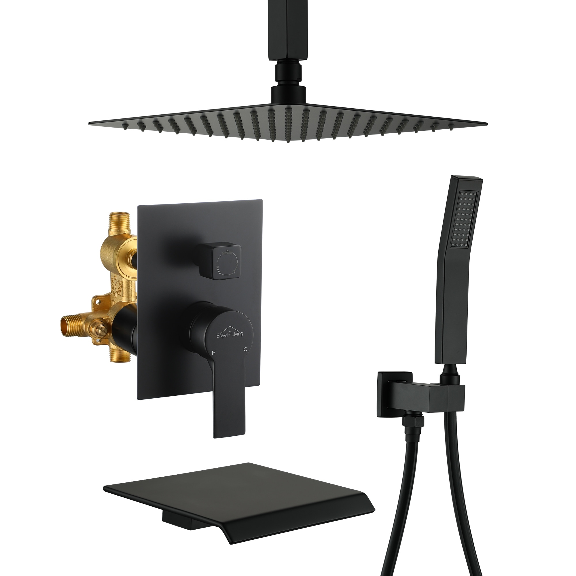 3-Function Ceiling Mount Shower Faucet with 10 in. Fixed Shower Head