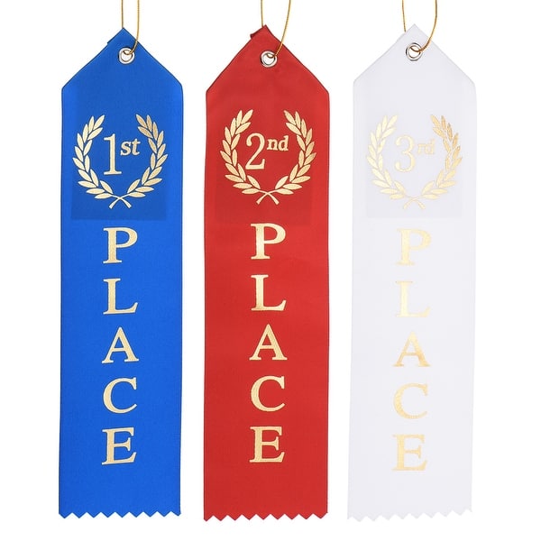 Award Ribbon 1st 2nd 3rd Medal Ribbon with Card & Rope - Blue/Red/White ...